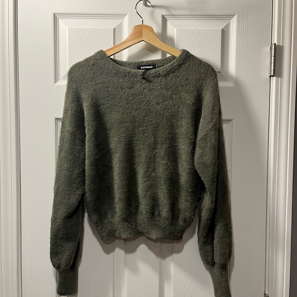 Express Fuzzy Balloon Sleeve Sweater